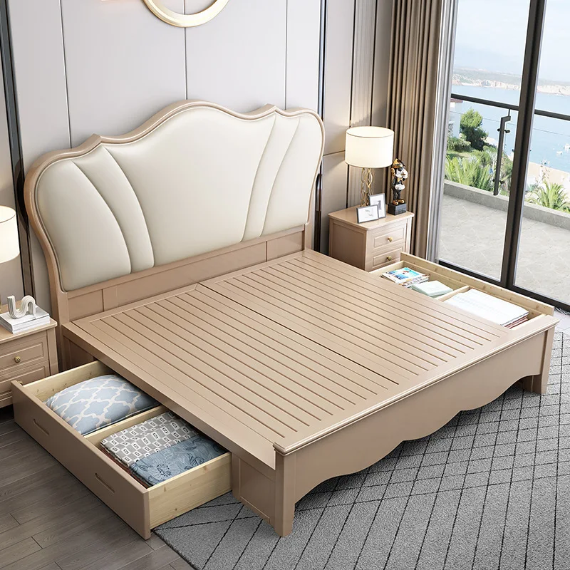 مسند ناعم أمريكي حديث قابل للتخصيص بطول 1.8 متر وسرير غرفة نوم رئيسية فاخر للتخزين