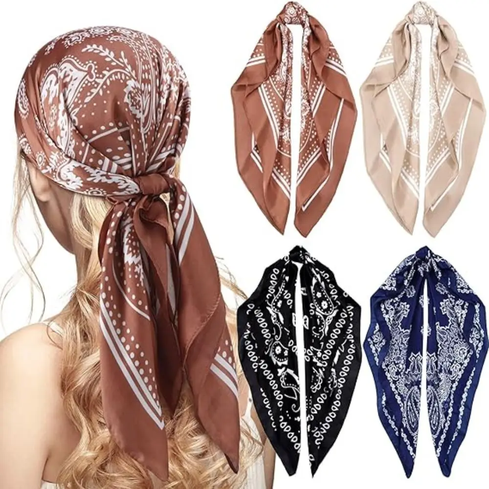 

Fashion Silk Feeling Women's Print Scarves 70×70cm Lightweight Hijab Shawl Daily Wear
