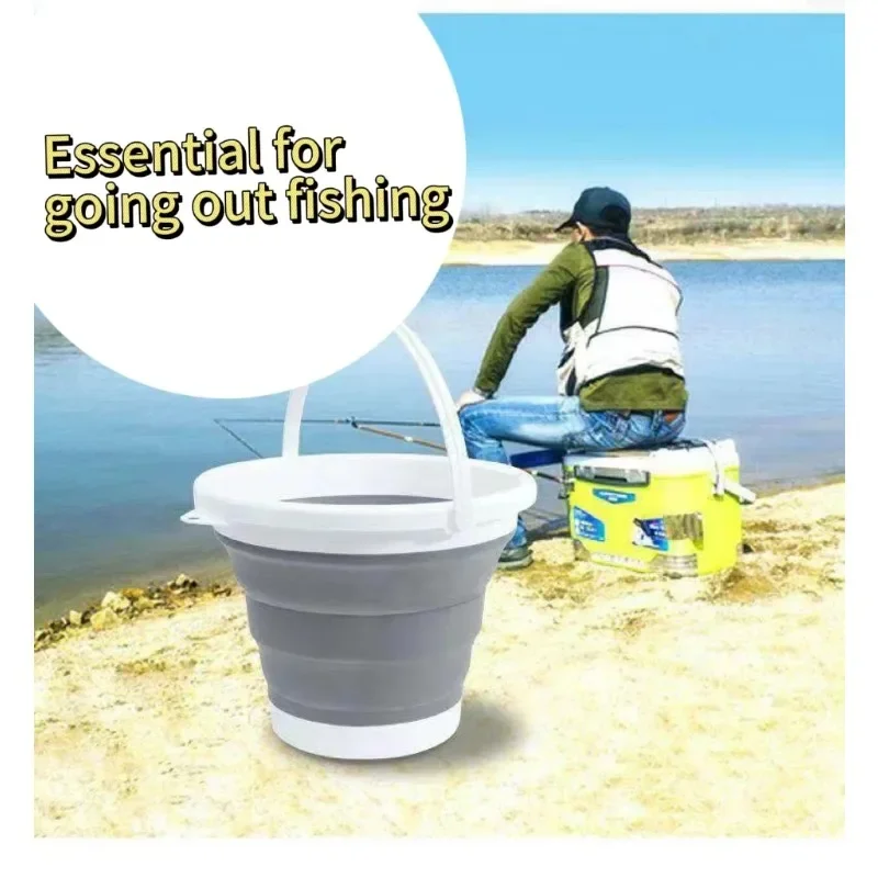 1PC 3L/5L/10L Foldable Durable Bucket Car Wash Outdoor Fishing Round Bathroom Kitchen Bucket Portable Folding Bucket view 3