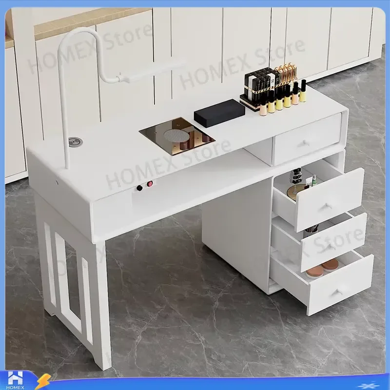 Professional LED Nail Manicure Table Salon Desk with Light Beauty Equipment Furniture for Nail Stylist Technician Station