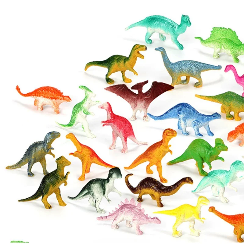 Minifiguras de dinosaurios para niños, juguetes educativos, figuras pequeñas de animales de simulación, regalo de cumpleaños, 39 unidades por lote