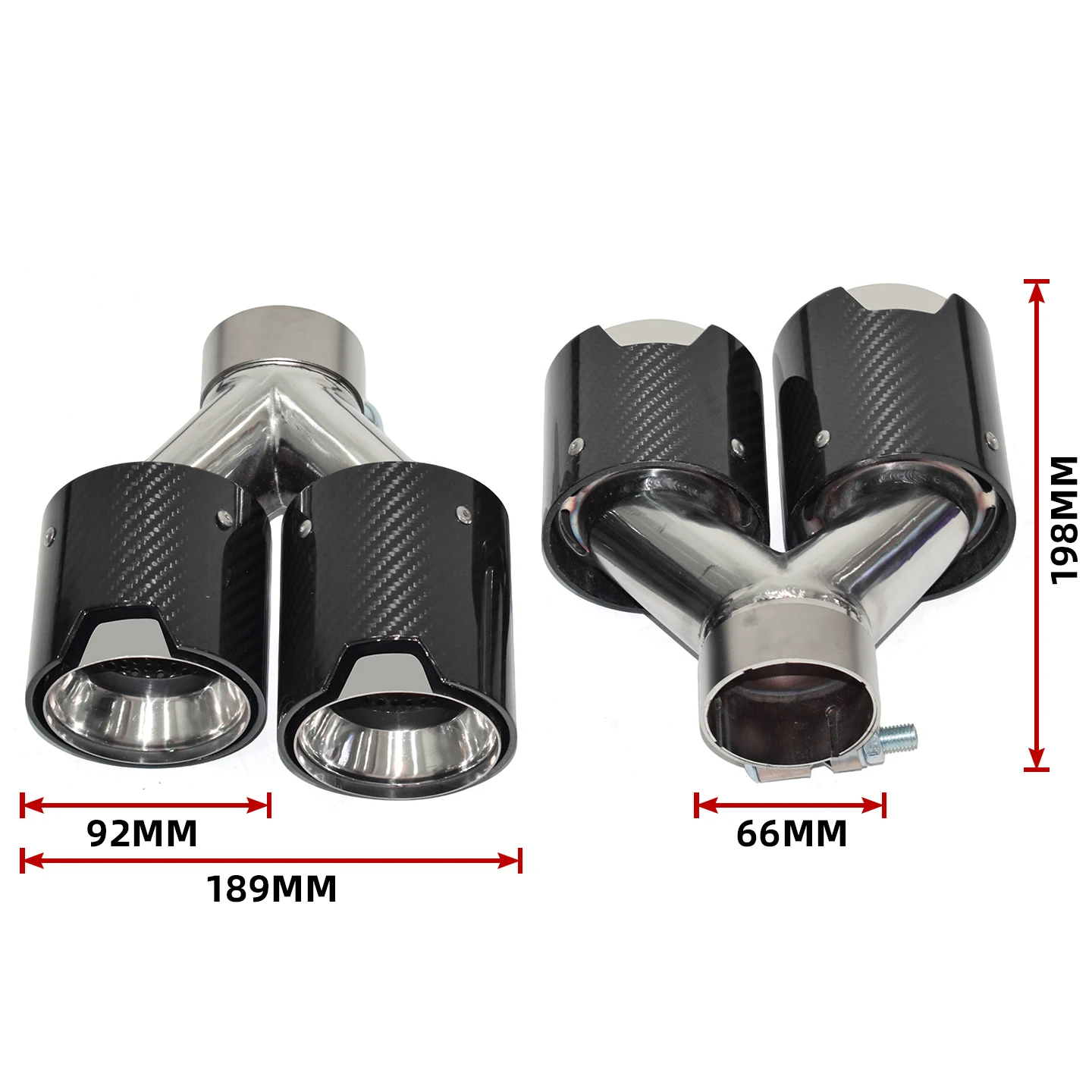 535i 535d F10 F11 640i 640d F12 Dual Exhaust Tip Upgrade M5 Quad Tailpipe Stainless Steel + Carbon Fiber Coupe Smooth Finish