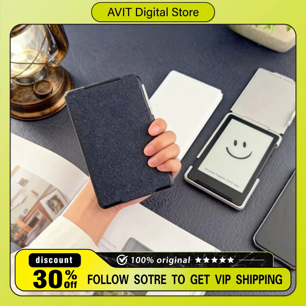 For XTEINK X4 E-Ink Reader Full Coverage Protective Case Magnetic Badge Shape Cover with Lanyard Hole Shockproof Anti-Scratch