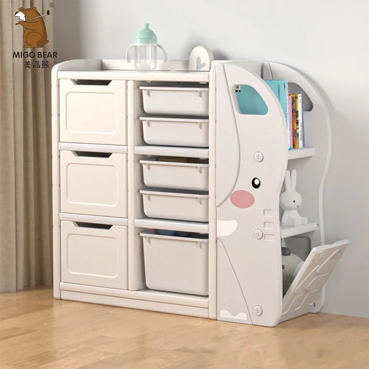 Baby Indoor Bookshelf Plastic Storage Box Cabinet Children Toys Storage Book Shelf Bookcase Kids Furniture Cartoon