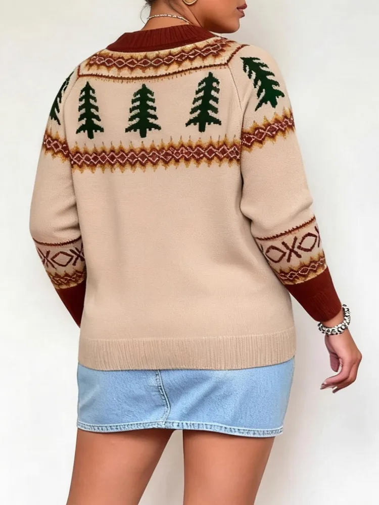 Women's Plus Size L-3XL Casual Knitted Long Sleeve Knitting Sweater Loose T-shirt Sports Outdoor Top Women Clothing Oversized
