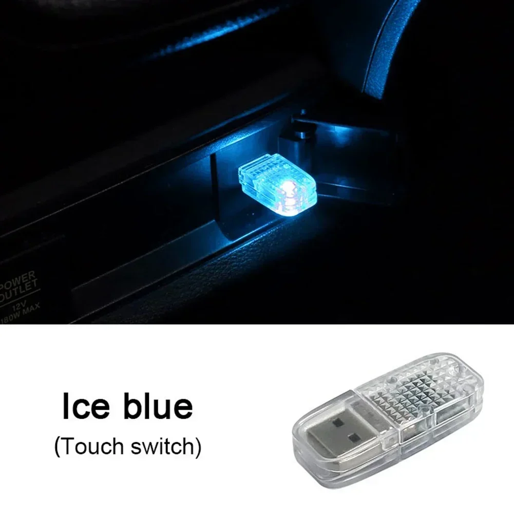 Atmosphere Light Atmosphere Lamp Atmosphere Car Car Led Decorative Lamp Ice Blue LED Light Mini Touch Switch USB Universal
