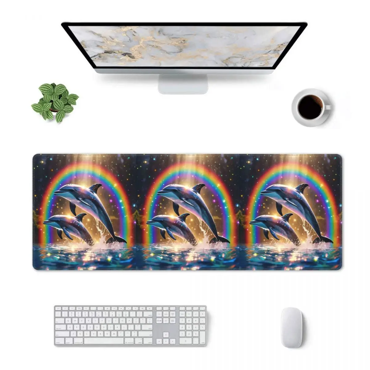 Large Mouse Pad Sunset Dolphins Dancers Sea Creature Dolphin Gamer PC Laptop Mats Keyboard Carpet Computer Gaming Desk Mat