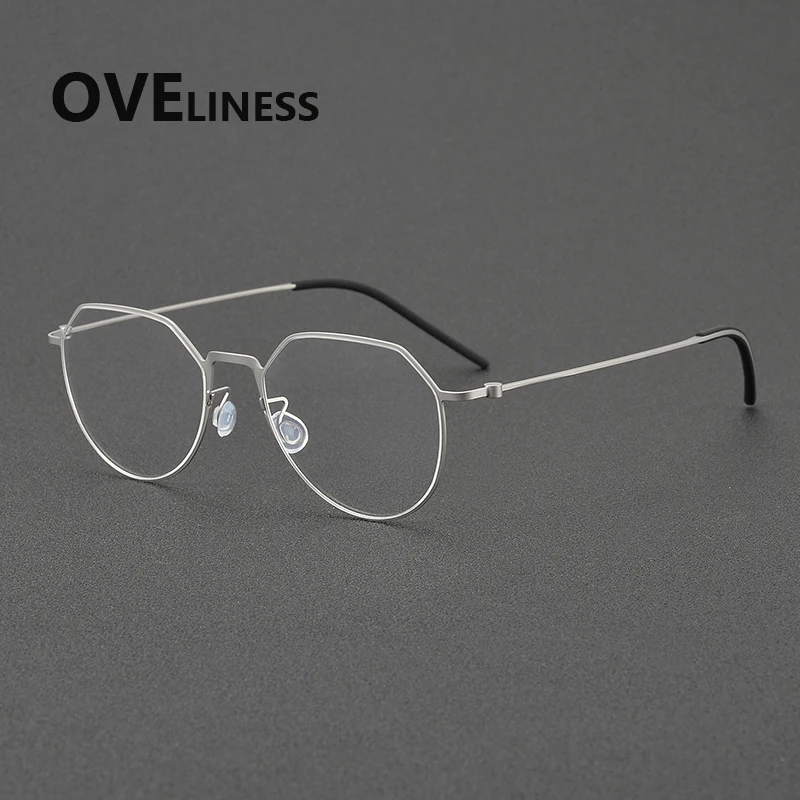 

2025 Pure Titanium Glasses Frame Men Women Vintage Round Eyeglasses frames Retro Eyewear Screwless Ultralight male Spectacles