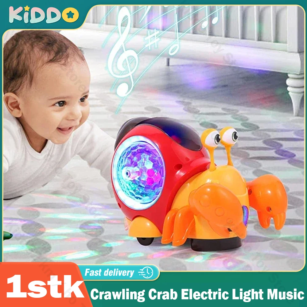 

Escape Crawling Hermit Crab Electric Tummy Time Baby Toys Sensing Interactive Walking Dancing Toy with Music Lights Christmas