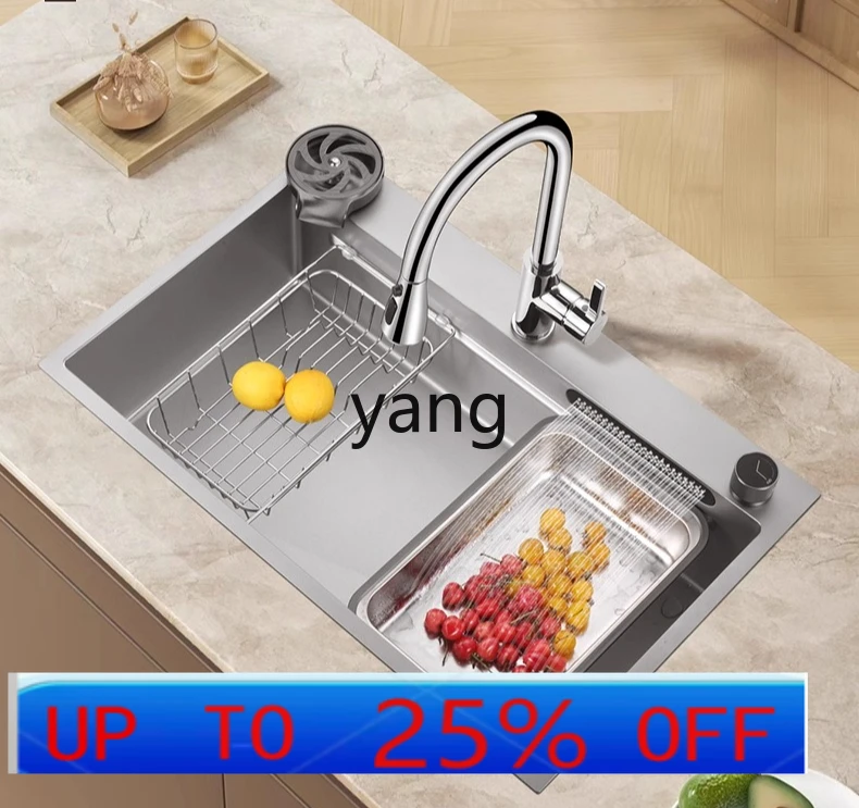 LMM Handmade Nano Waterfall Sink 304 Stainless Steel Vegetable Basin Kitchen Household Dishwasher Sink
