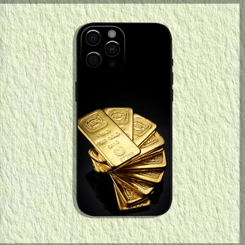 Money Gold Cash Art  Phone Case For iPhone 16,15,14,13,12,11,Pro,X,XS,Max,XR,Plus,Mini Soft Black Cover