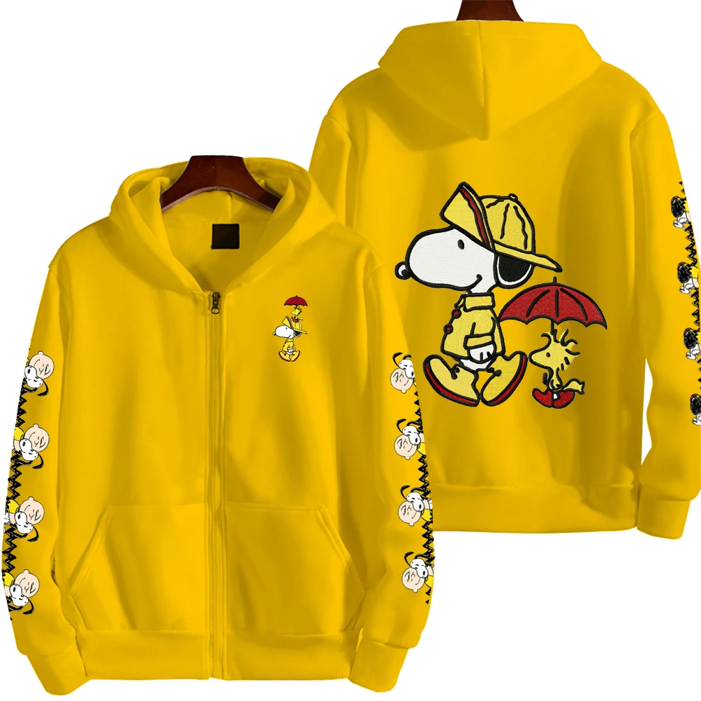 Snoopy taking a walk in the rain Men's Autumn/Winter Zipper Hoodie Women's Street Casual Fashion Couple Sports oversize Hoodie