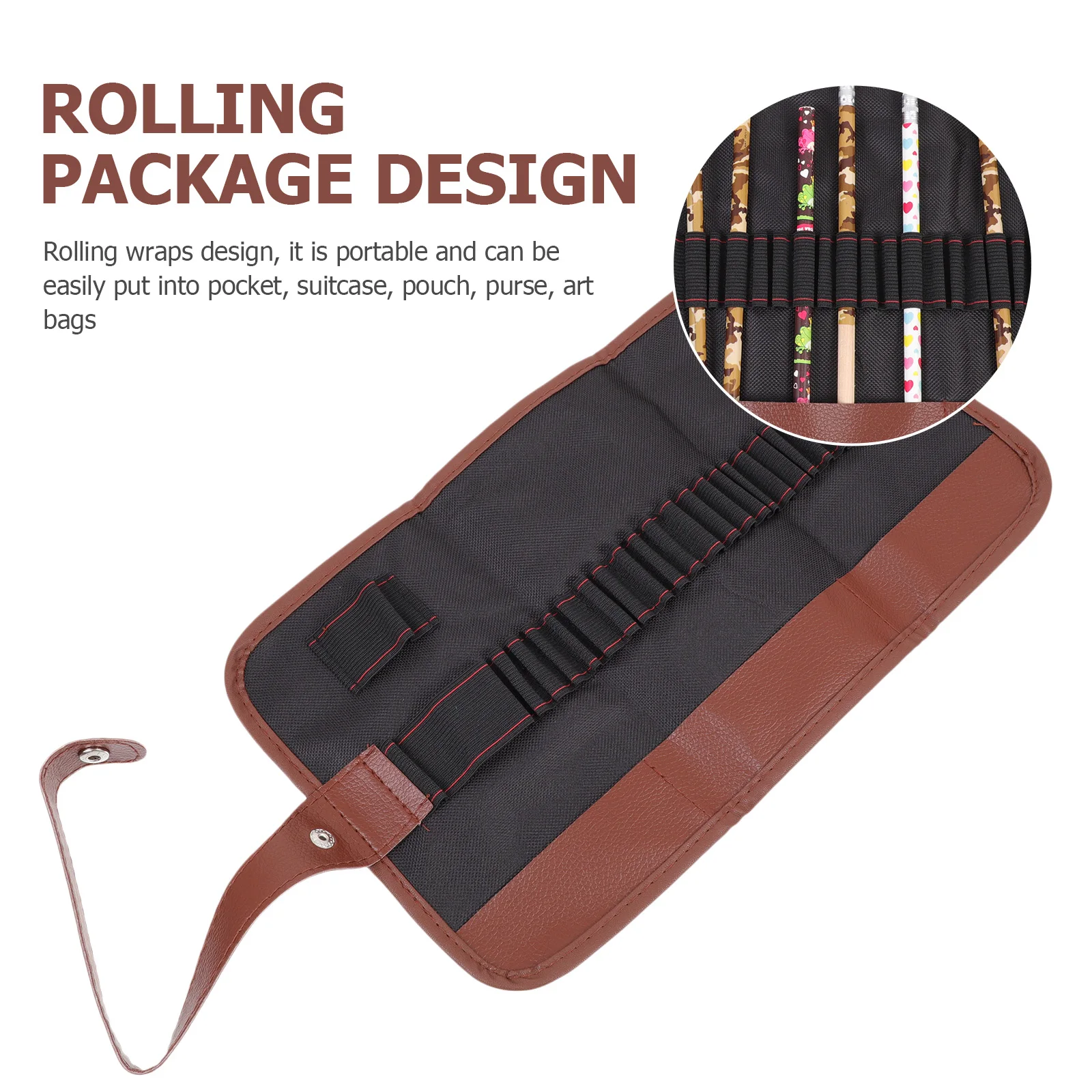 

2Pcs Canvas Pencil Rolling Organizer Bags Practical Storage Pouch for Drawing Pens Markers Brushes Art Supplies