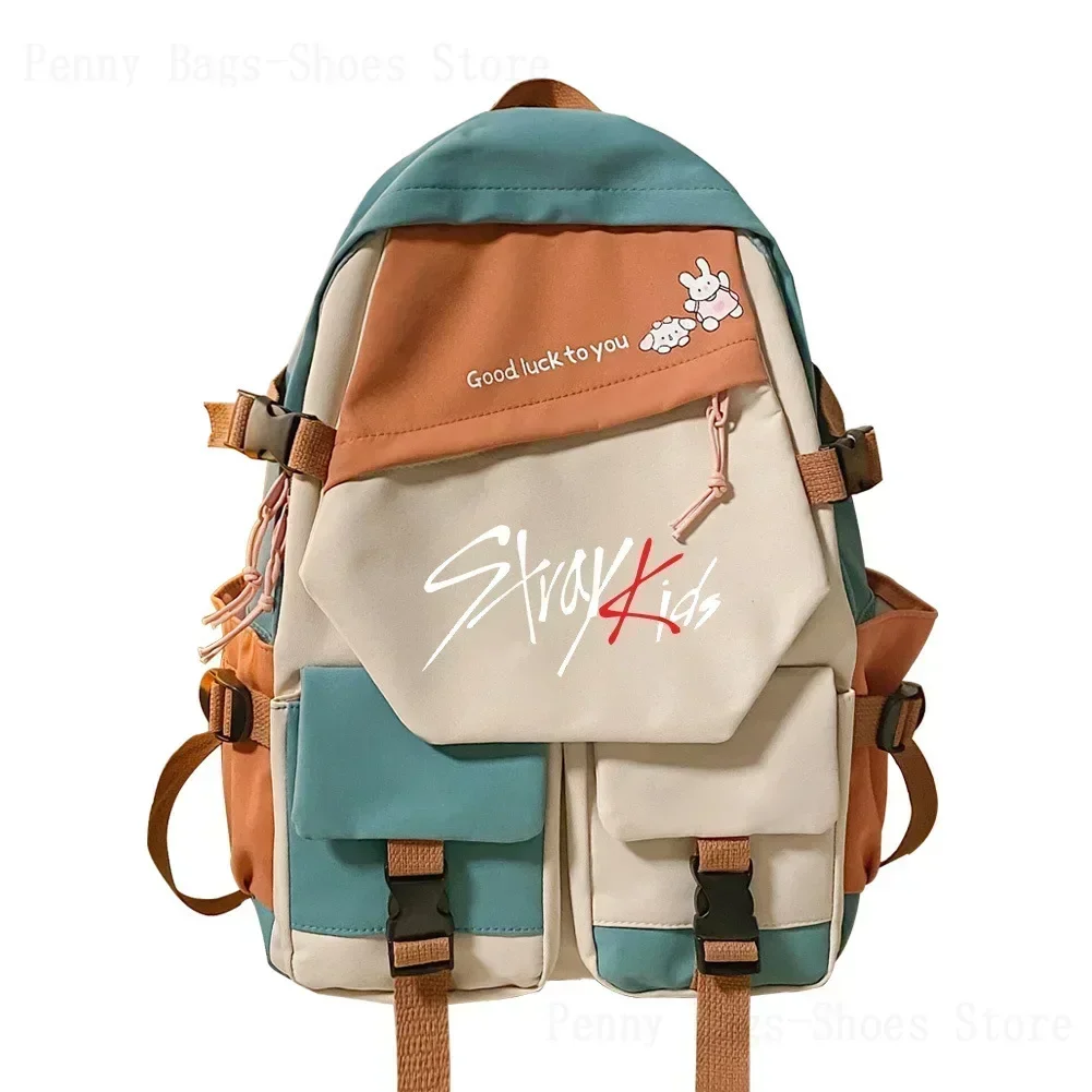 Korean Style Stitching Contrasting Color Kids Backpack New Ins Style Harajuku Middle School Student School Bag Travel Backpack