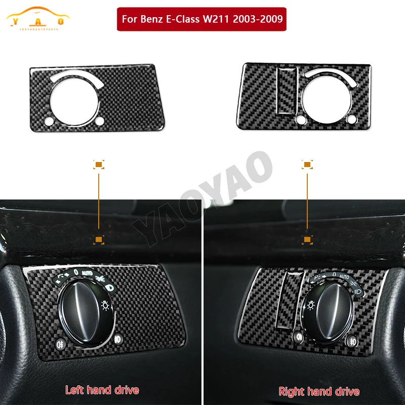 

Carbon Fiber Car Accessories Headlight Switch Cover Soft Sticker For Mercedes W211 E Class 2003 2004 2005 2006 2007 2008 2009