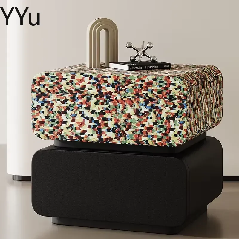 Modern Aesthetic Bedside Table Nordic Unique Nightstand Space Saving Storage Cabinet for Bedroom Furniture Home Decor
