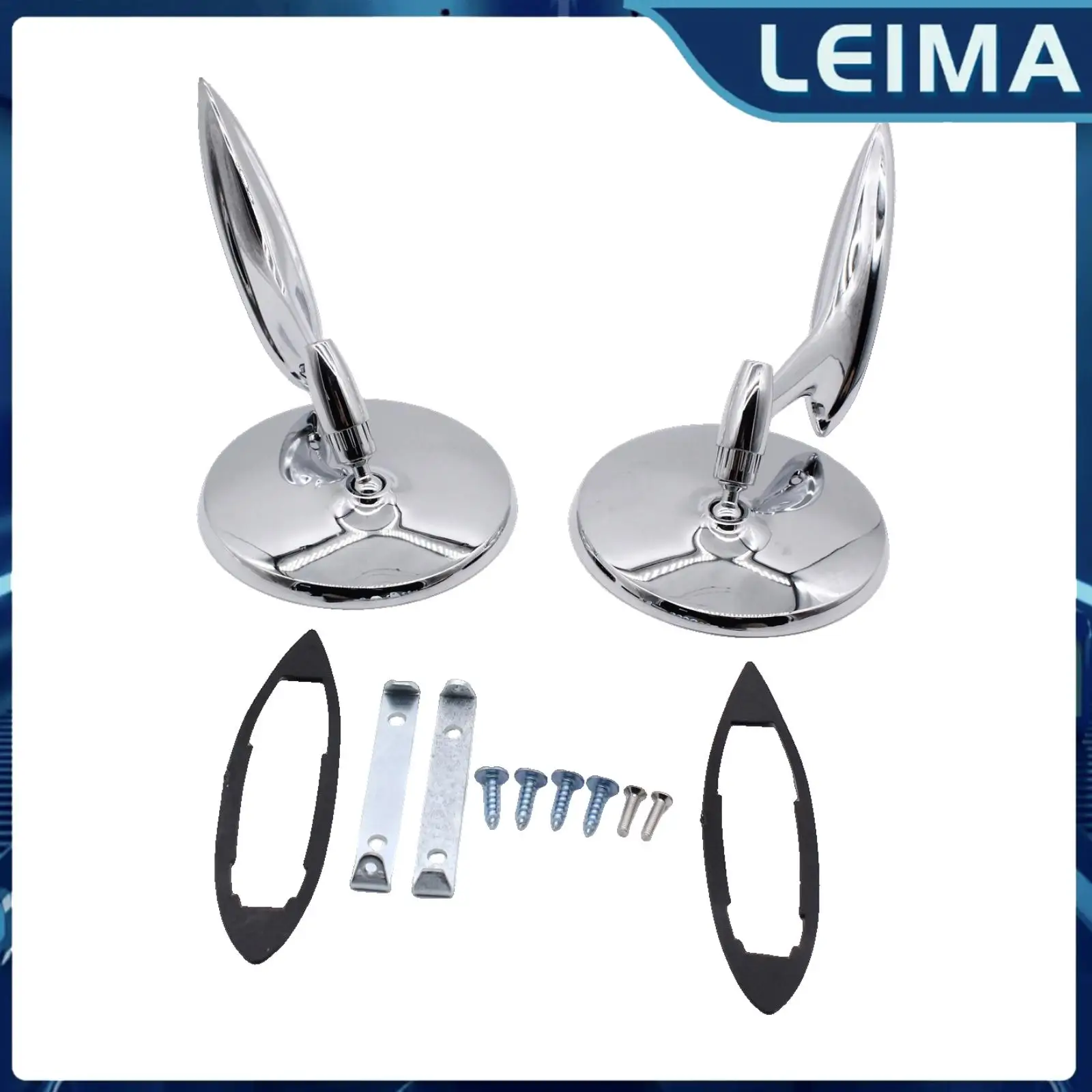 Round Outside Rearview Mirrors Ribbed Base For 1963-1965 Chevrolet Chevy Corvair Chevelle Biscayne Impala Bel Air 654394765672