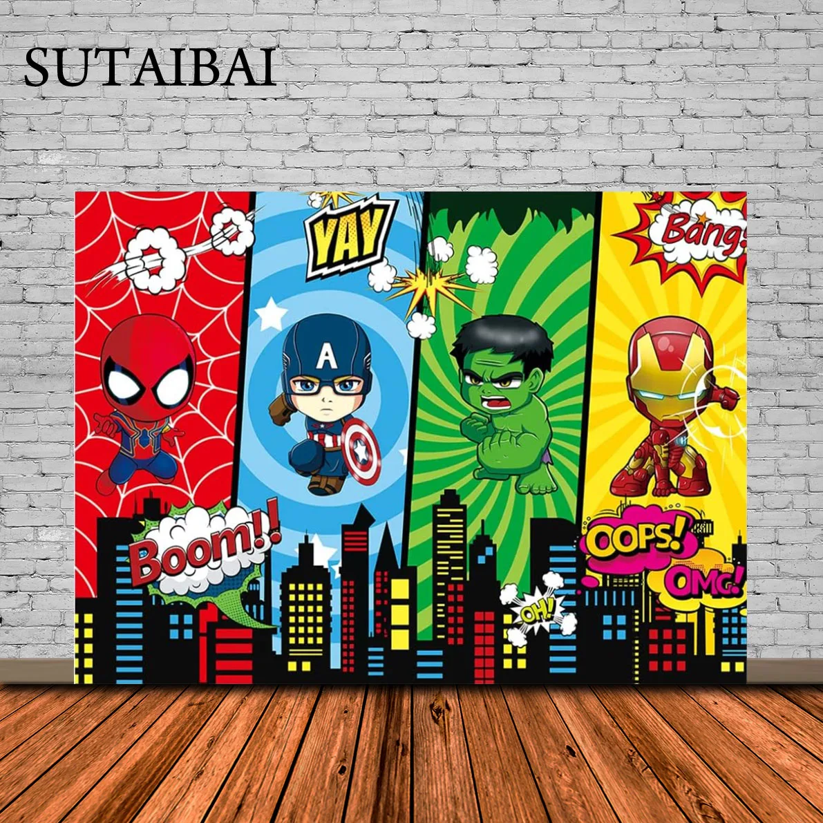 

Superhero Backdrops Birthday Party Baby Comics Poster Portrait Photography Background Photocall Photo Studio Props