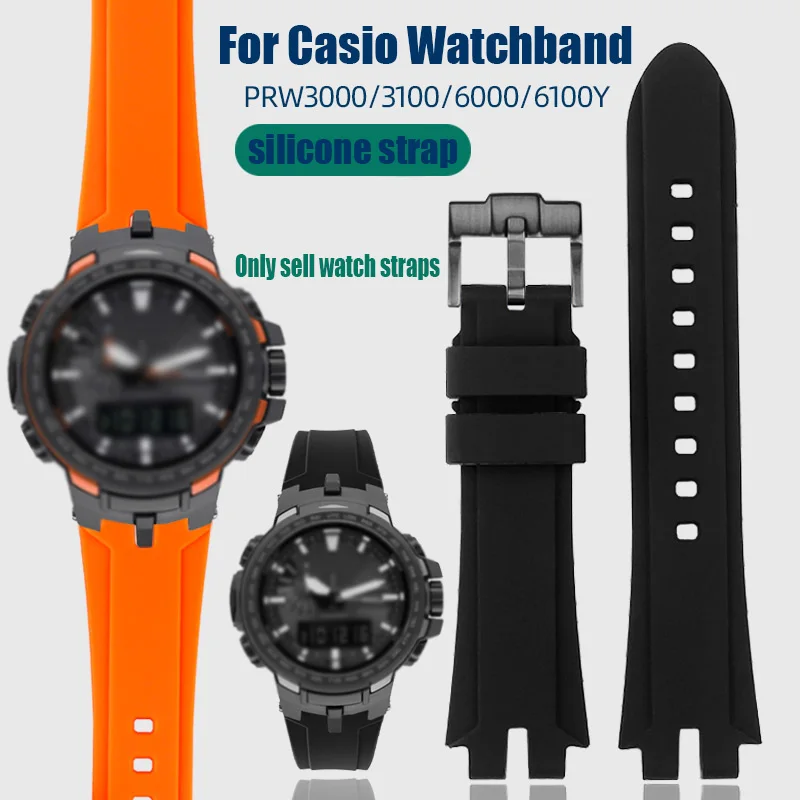 Modified silicone Strap For Casio PROTREK PRW-3100 PRW-6000 6100 PRW-3000 PRG-300 PRG-330 Soft Men's watchband Rubber Bracelet