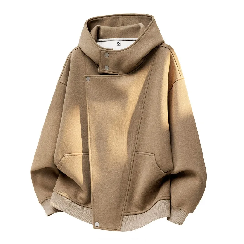 KIDWHXR Autumn Man Sweatshirt Simple Solid Pocket Male Hooded Coat Loose Long Sleeve Sport Casual Versatile Men Outerwear