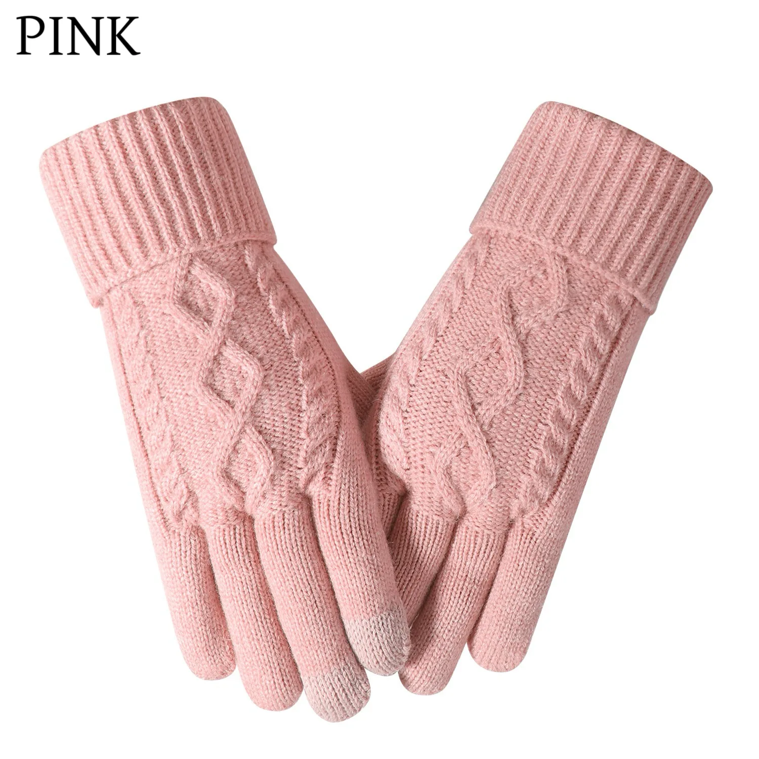 

Женские зимние вязаные перчатки, термоперчатки для верховой езды с сенсорным экраном, анти-холодные