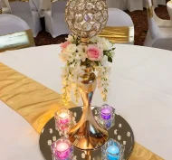 Luxury Crystals Candle Holders Delicate Gold Wedding Candelabra Romantic Candlesticks Table Centerpiece for Marriage Event Party