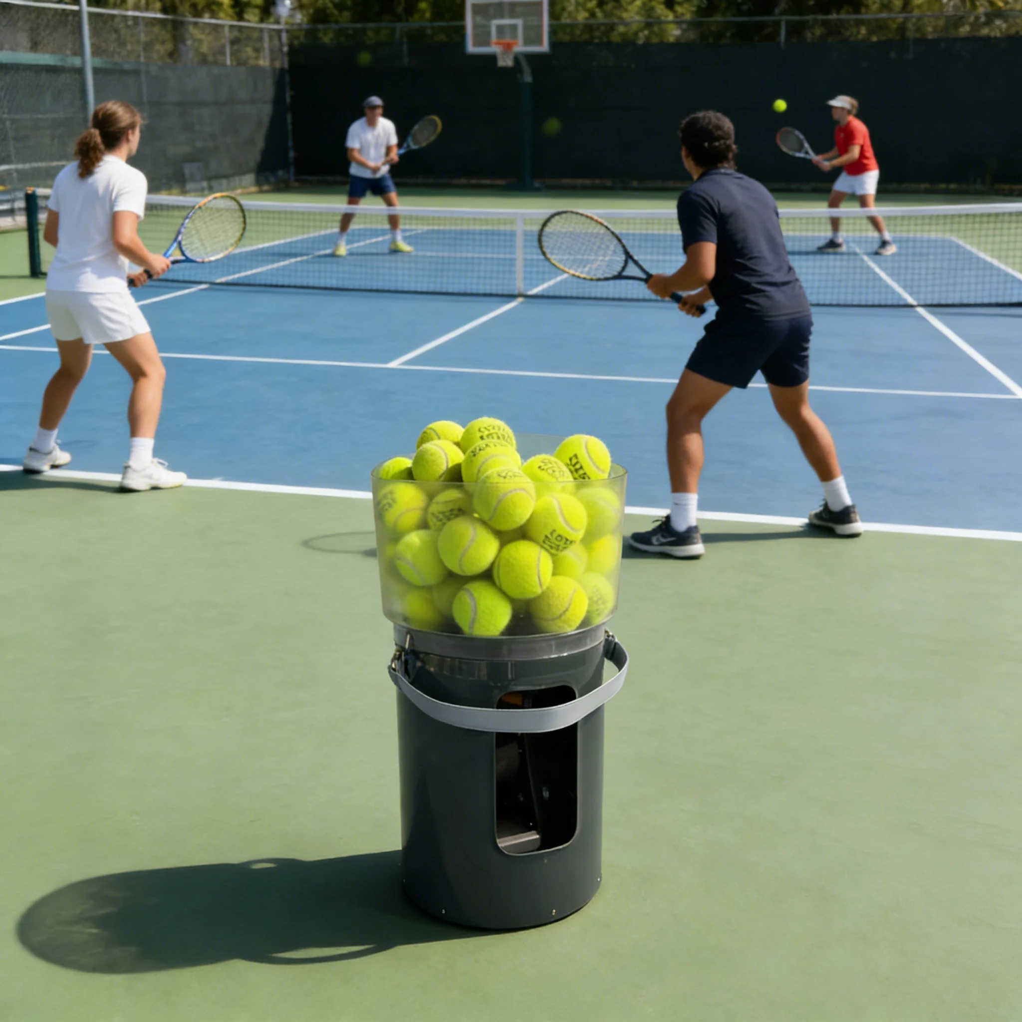 Custom Portable Professional Net Tennis Ball Launcher High-Speed APP+Remote Control Durable Training Drills