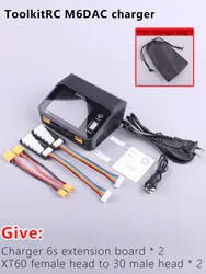 ToolkitRC M6dac Dual Channel Smart Lipo Battery Charger Discharger AC 200W DC 350WX2 15A for 1-6S LiHV Lipo Battery PD 65W