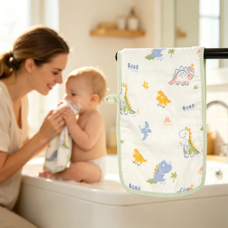 Kids Gauze Towel Drool Bib Soft Pure Cotton Small Bath Towel Bathroom Face Cloth Home Textile Household Goods