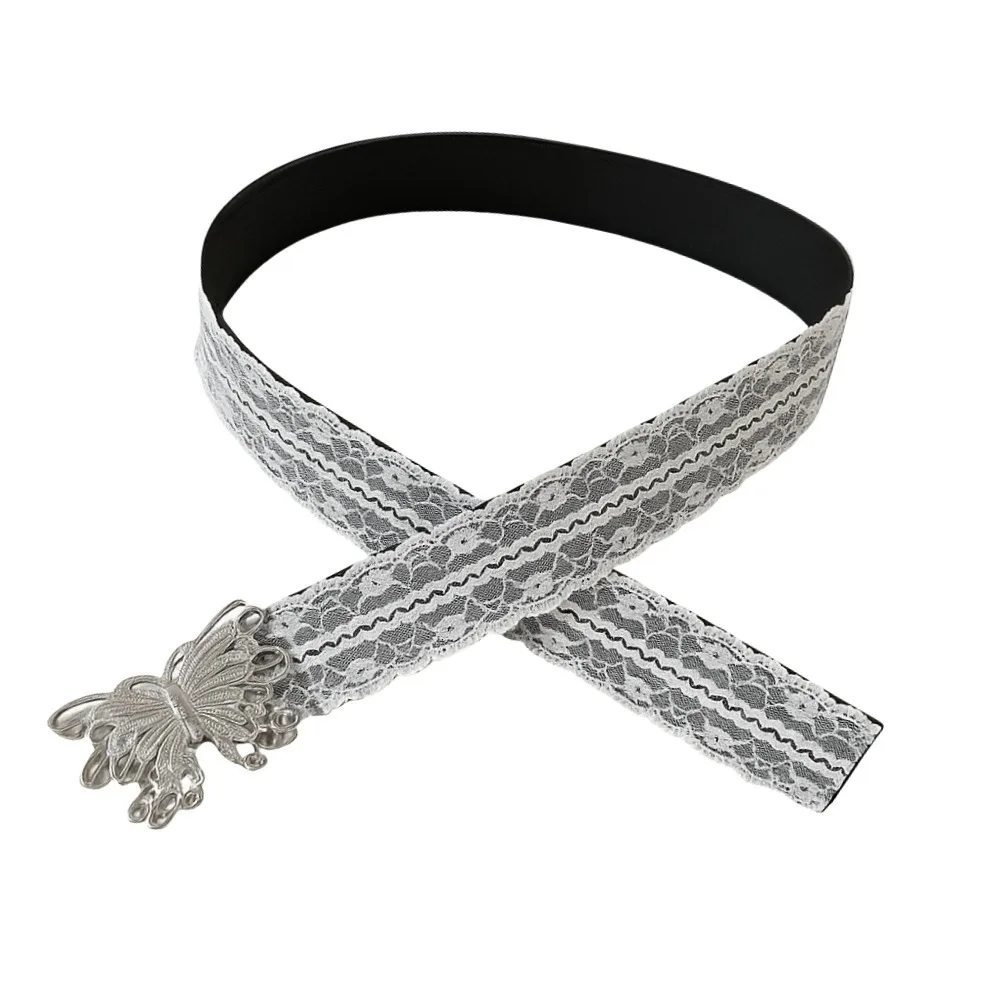 Fashion Korean Style Lace Waistband Elegant Y2K Butterfly Waist Belt Vintage Sweet Dress Jeans Belt Streetwear