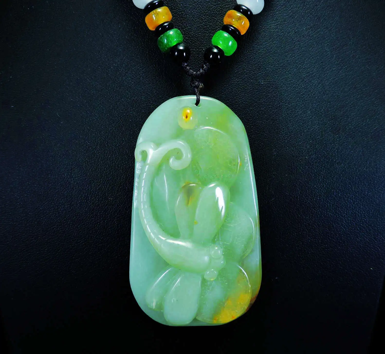 Jade Jewelry Natural Jade Pendant Necklace Hand-Carved dragonfly&coin Jadeite Necklace Pendant Gift No Treatment 771i