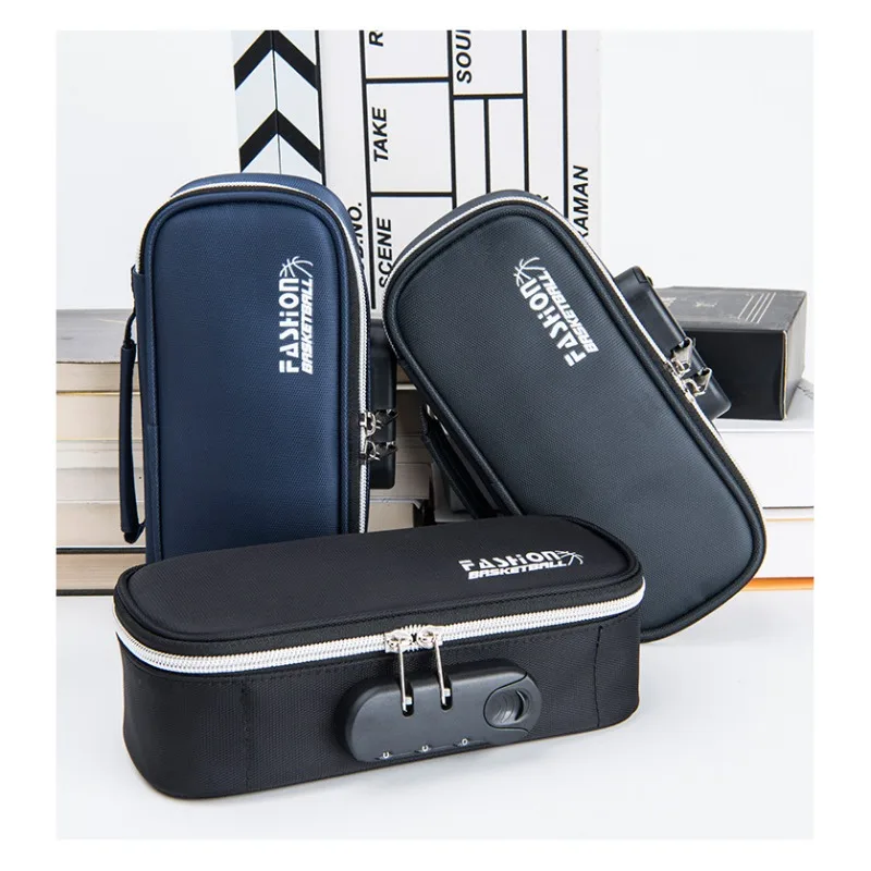 Large Capacity Minimalist Korean Style Pencil Case with Combination Lock for Elementary, Middle and High School Students.