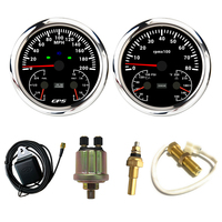 ELING Newest 2 Gauge Set 110mm 0-200MPH GPS Speedometer+8000RPM Tachometer with Oil Pressure Water Temp Fuel Level Voltmeter 12V