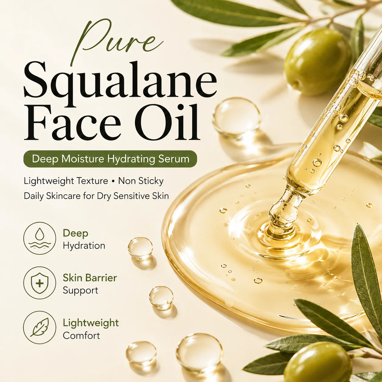Squalane Oil Lightweight - Olio Viso Puro Squalane Siero Idratante
