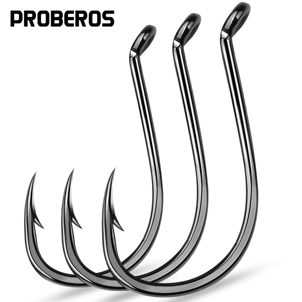 

PROBEROS 10 pcs single-hook high-carbon steel fishhooks with sharp barbs have extremely strong penetrating power and are used fo