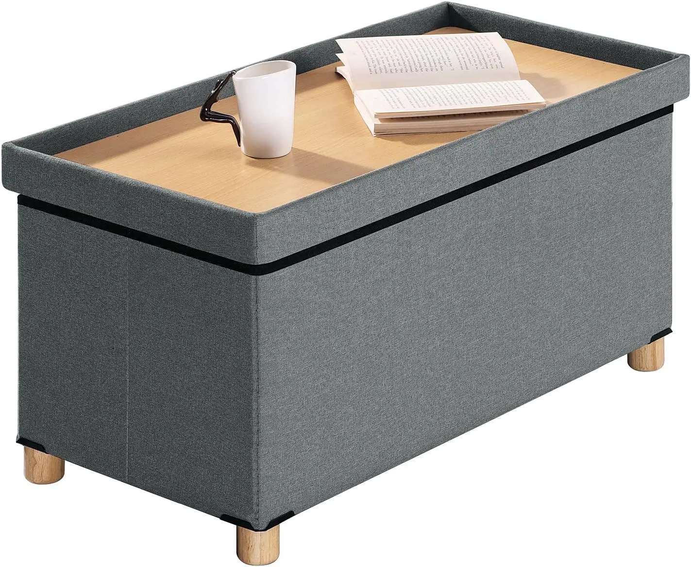 Panca ottomana pieghevole da 30 pollici, pouf con panca portaoggetti per camera da letto, soggiorno, ingresso, poggiapiedi con gambe, Dar