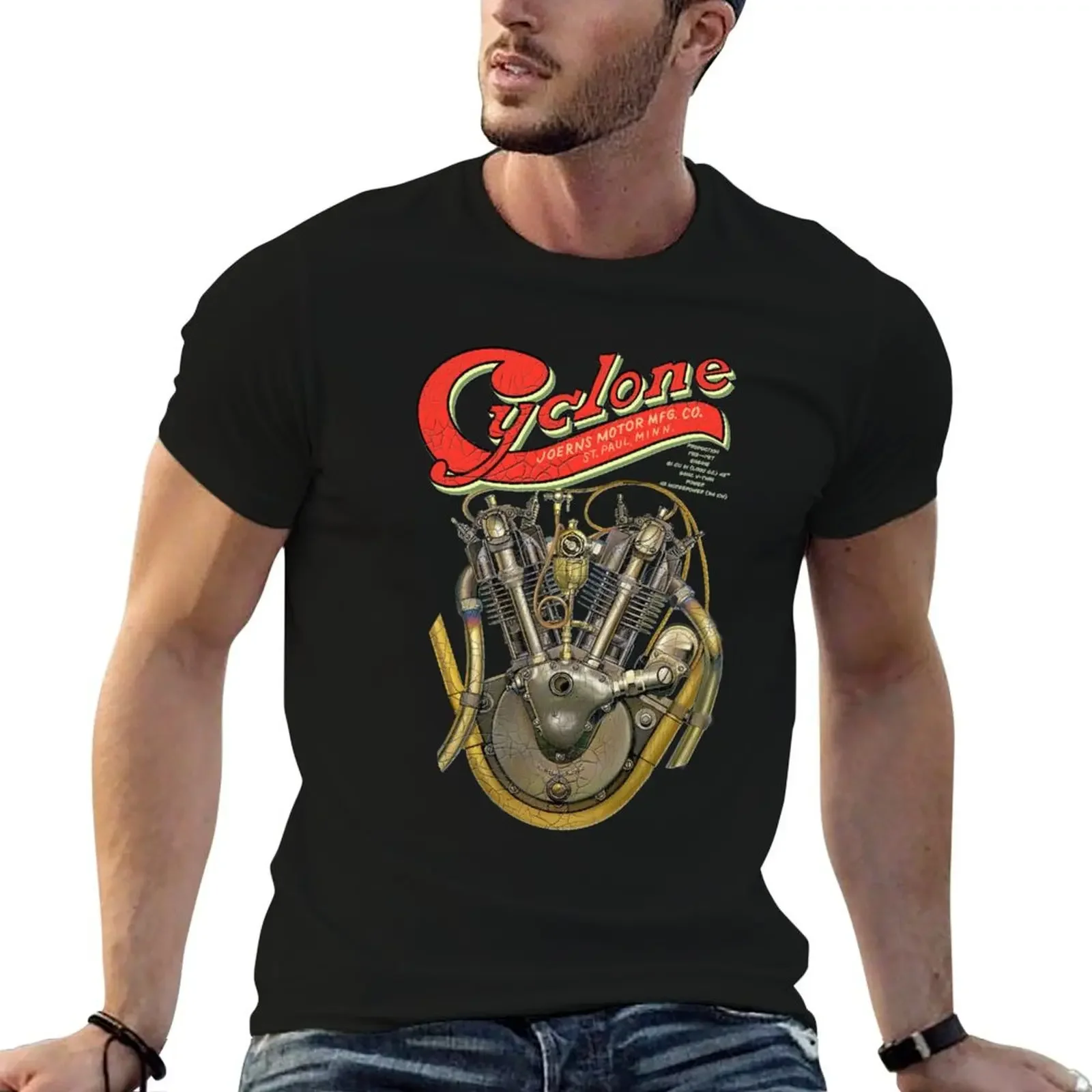 Vintage Cyclone Motorcycle Engine The Strand by MotorManiac T-Shirt new edition hippie clothes T-shirt men