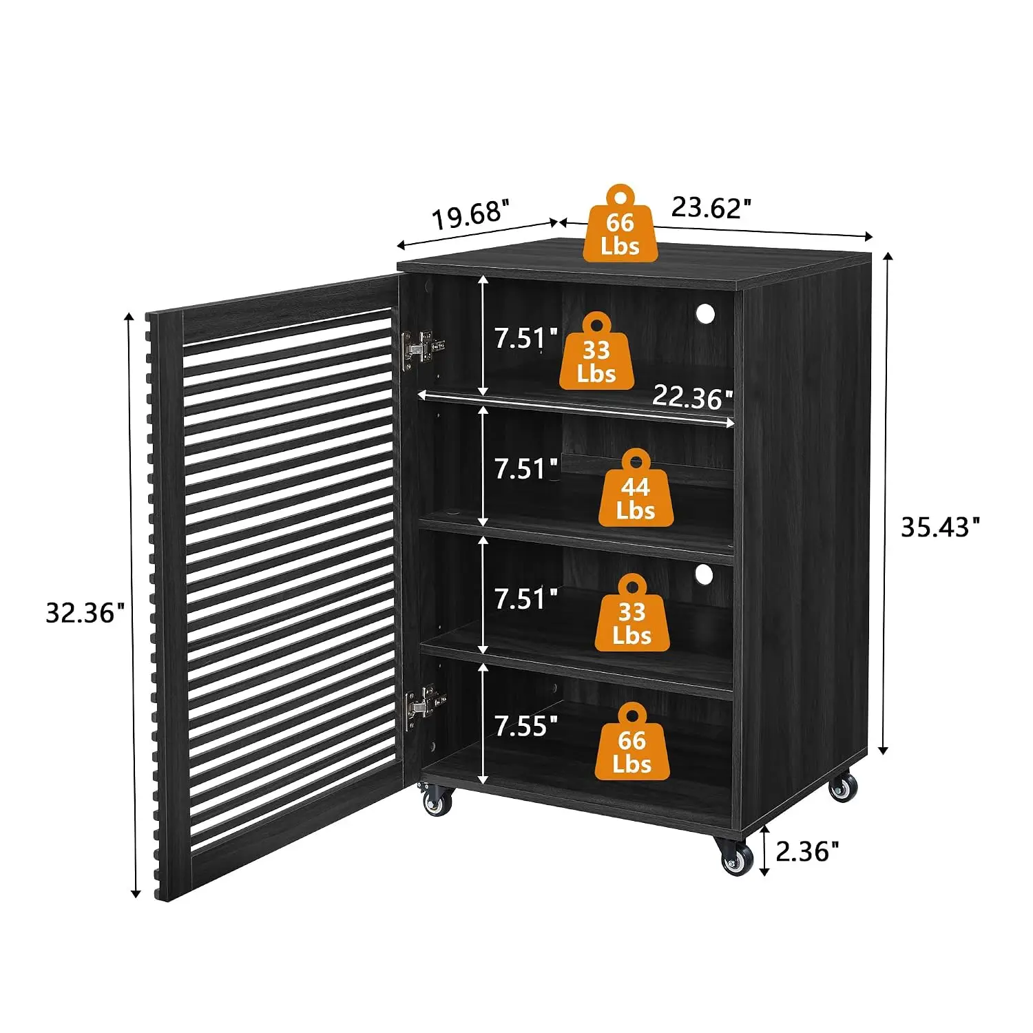 5-Tier AV Media Cabinet with Grille Door, Wooden Stereo Rack with Adjustable Shelves & Wheels, Audio Video Stand, Customized