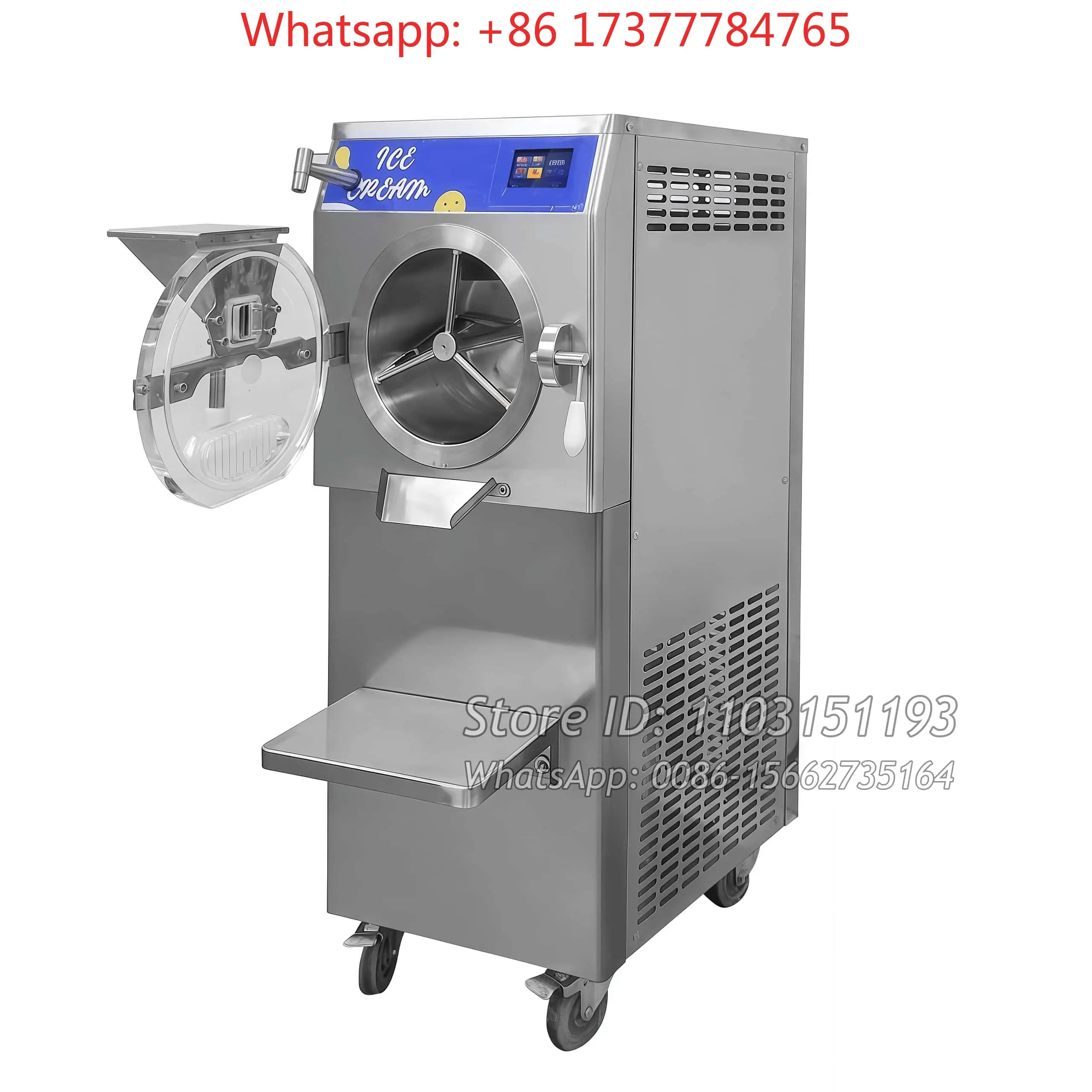 10-Function Batch Freezer Machine, 56~68L/H Italian Ice Slush Custard Gelato Maker for Commercial Use