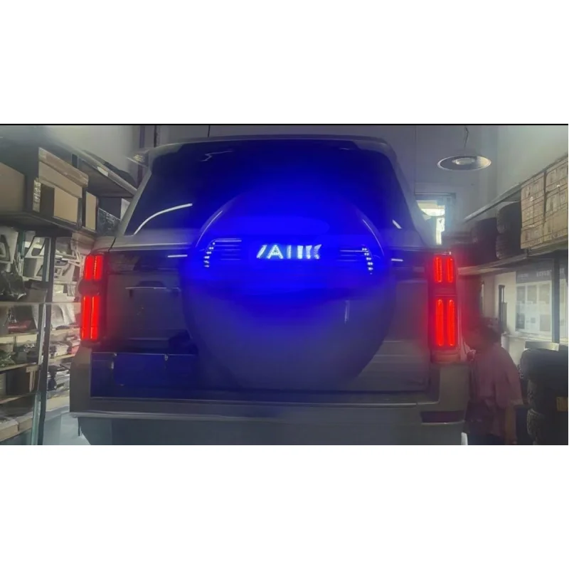 Para tanque 500 decoração de capa de pneu sobressalente - logotipo TANKhi4 LED luz fluida e kit de letras de porta traseira