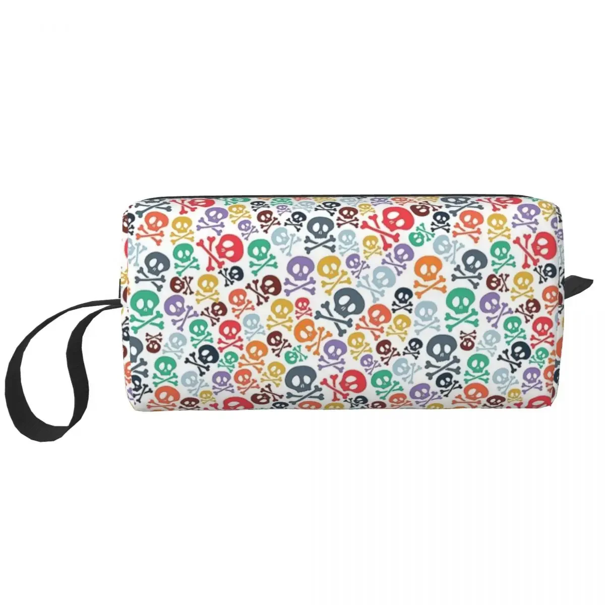 Cute Skull Print Travel Toiletry Bag for Women Horror Skeleton Death Cosmetic Makeup Organizer Beauty Storage Dopp Kit