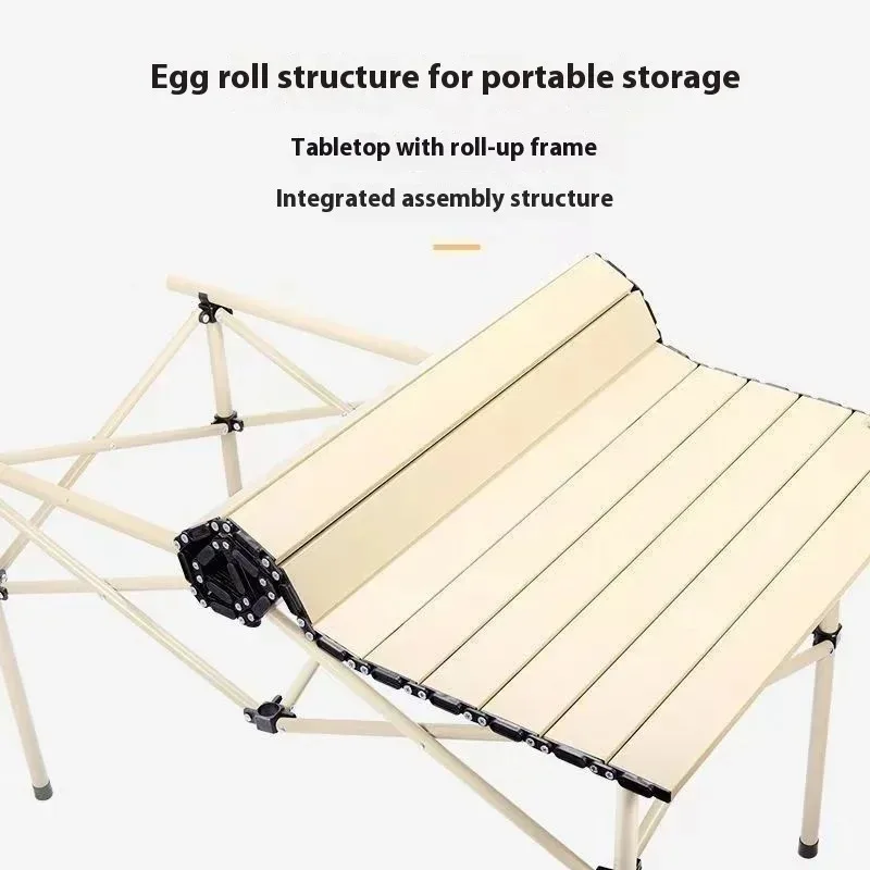 

Large Outdoor Aluminum Alloy Desk Foldable Egg Roll Design for Fishing Lightweight Camping Table Aluminum Alloy Fast Setup