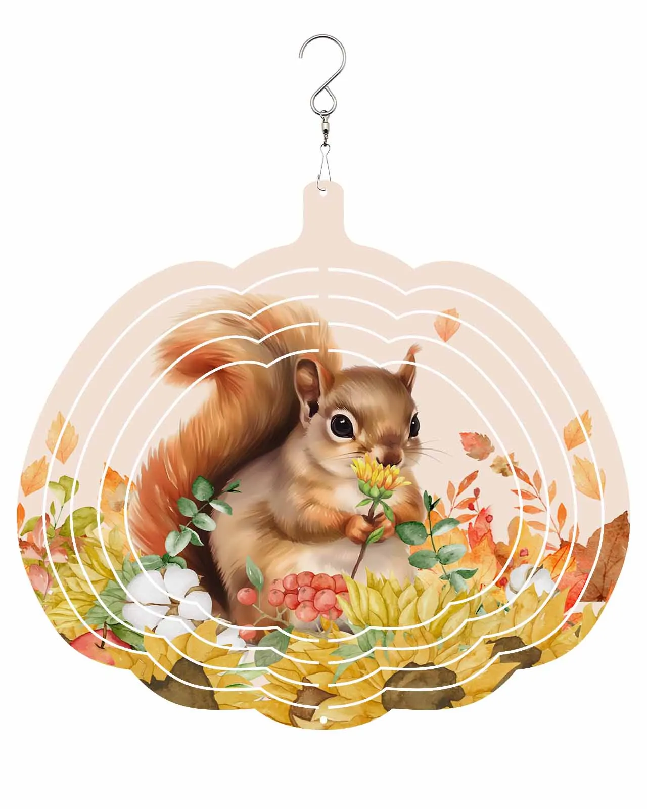 

Осенние листья на День Благодарения белка Подсолнух балкон висячие украшения из нержавеющей стали для дома 3D вращающийся Спиннер