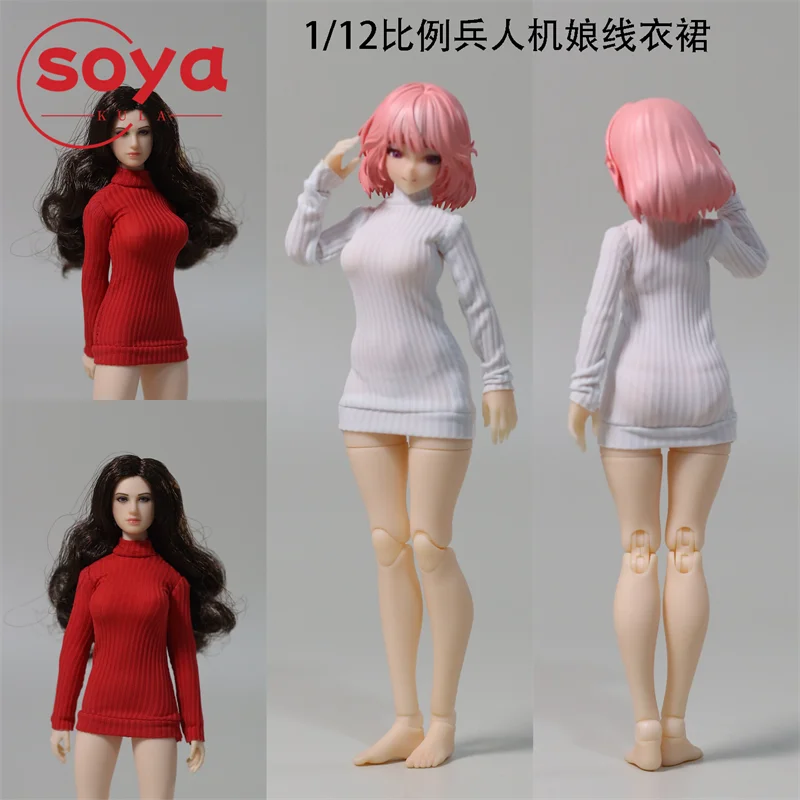 JZ809 1/12 échelle col haut manches longues pull vêtements modèle adapté 6 ''femme soldat figurine corps poupées