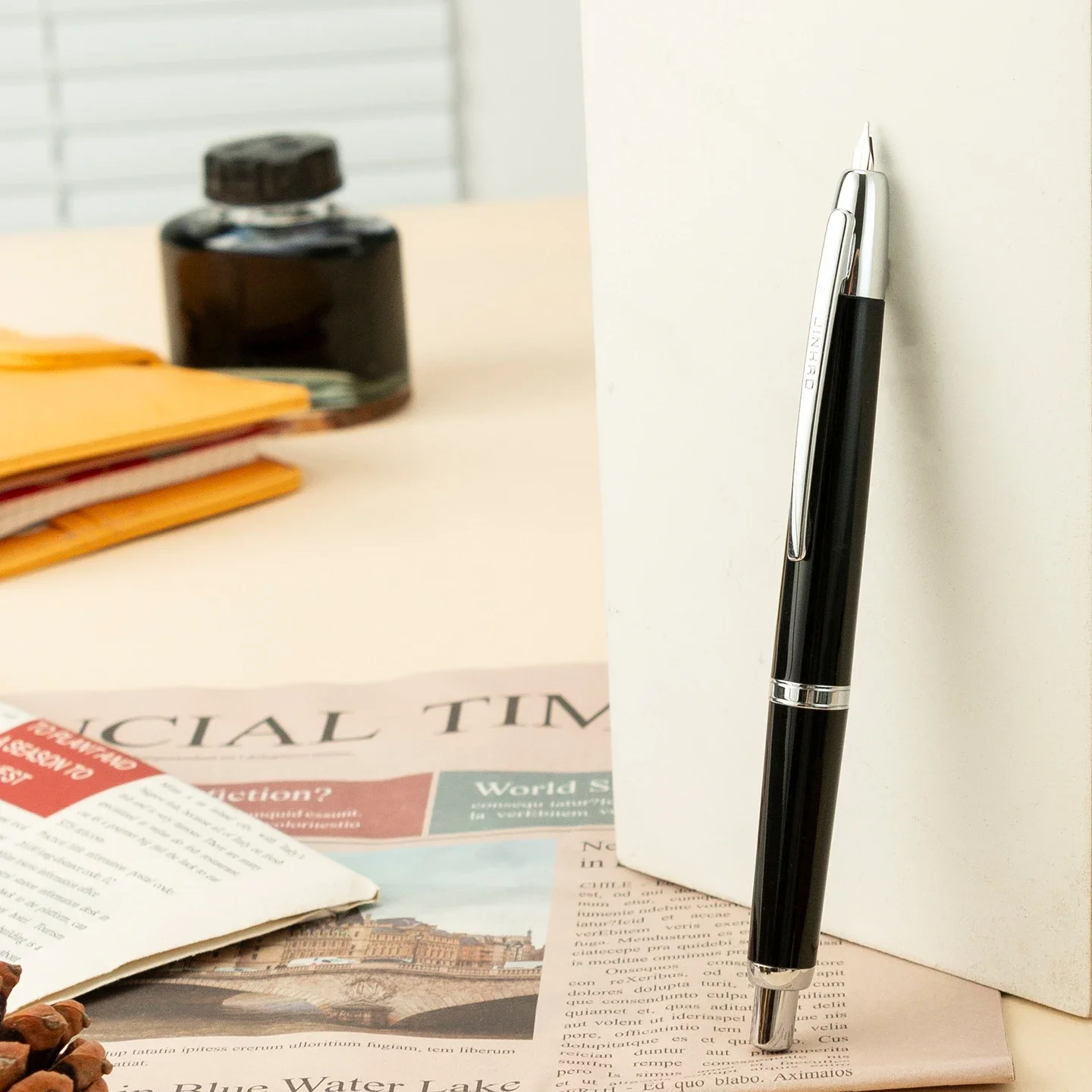 

Limited JINHAO 20 Press Fountain Pen Retractable F Nib Transparent Black Writing Ink Pen with Converter School Office Supplies