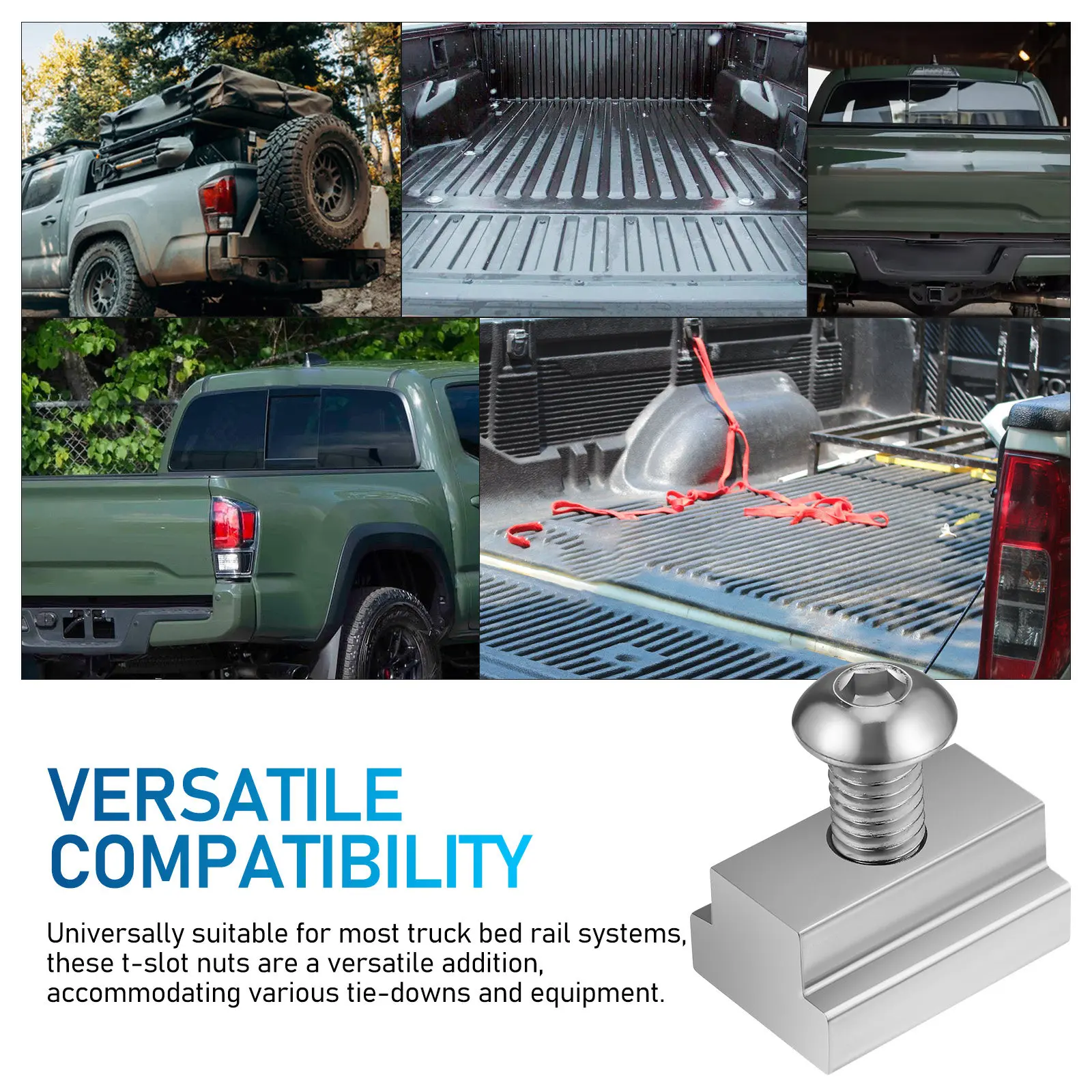 4Pcs Stainless Steel T Slot Nuts Truck Bed Rail Fastening Accessories Heavy Duty Tie Downs T Slot Nuts