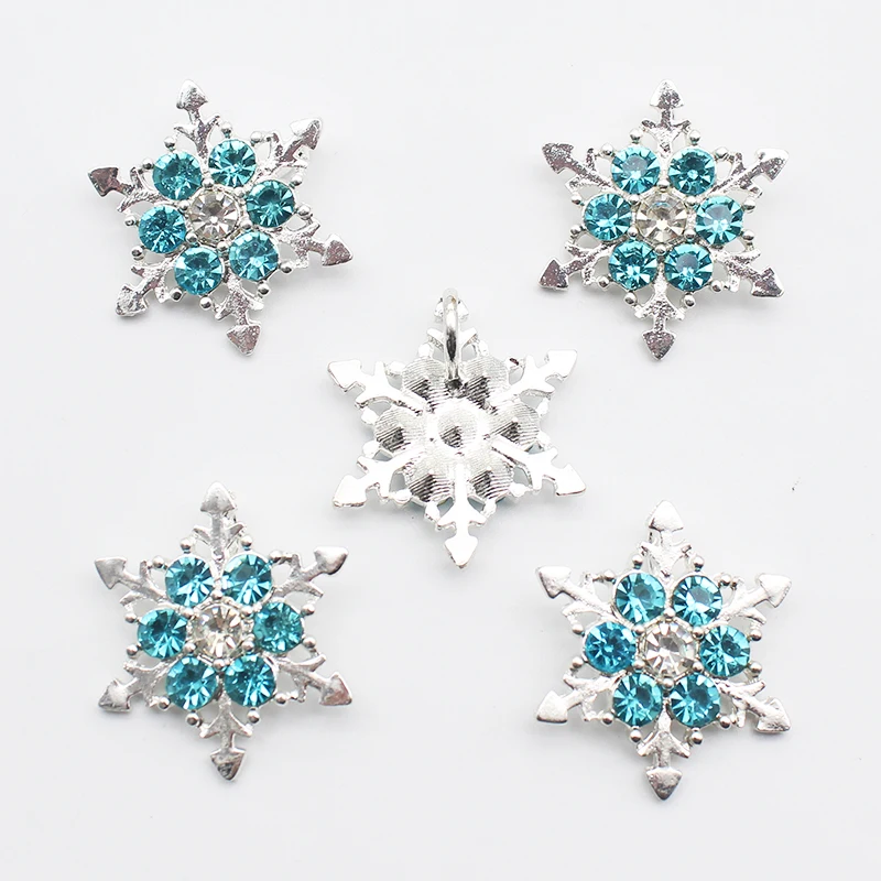 10pcs With Ring Color Alloy Snow Diamond Ornaments Diy Handmade Christmas Card Gift Box Decoration Materials