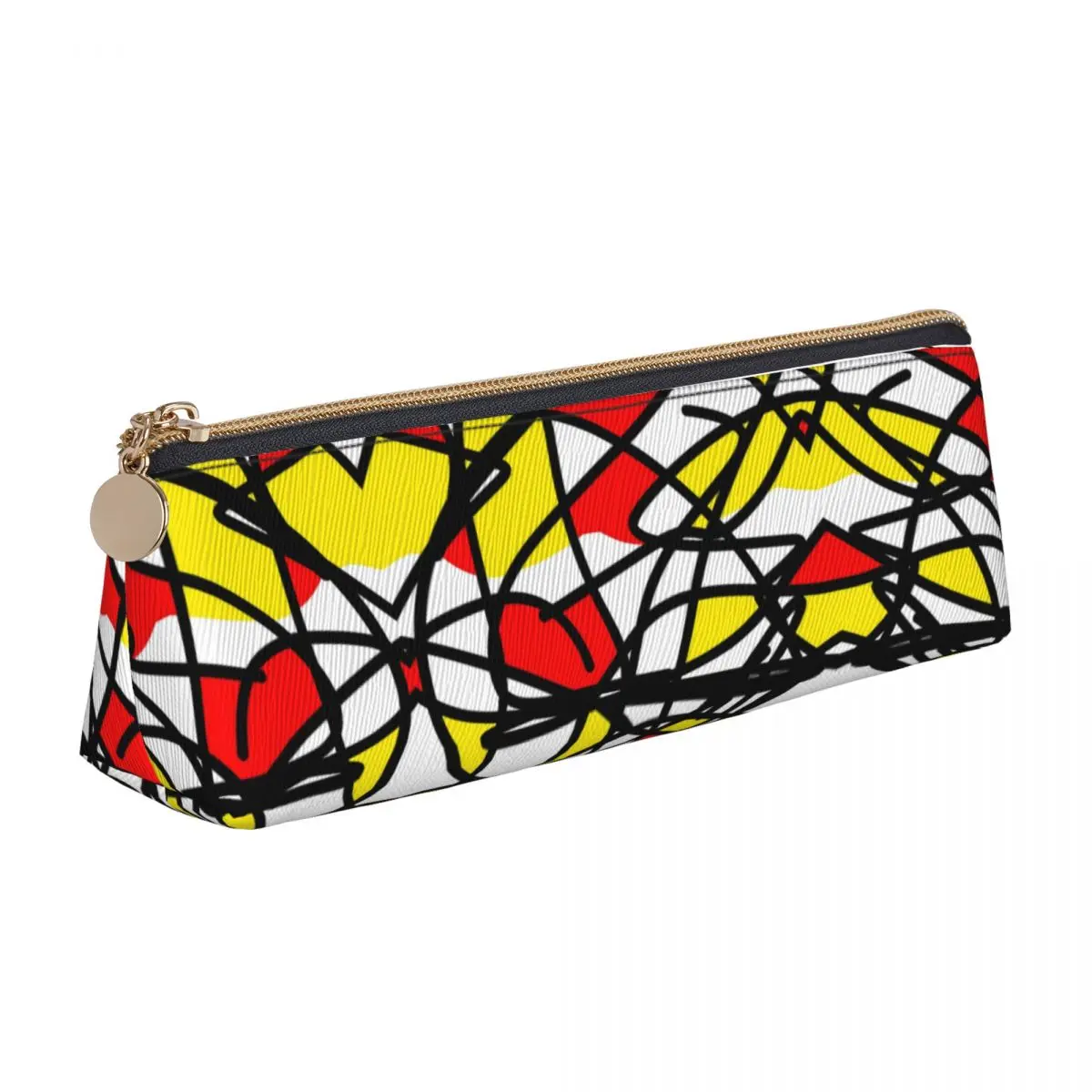 Lovely Pencil Case Red Yellow Black White Geometric Pencil Pouch Abstract Art School Pencil Cases Boy Design School Stationery