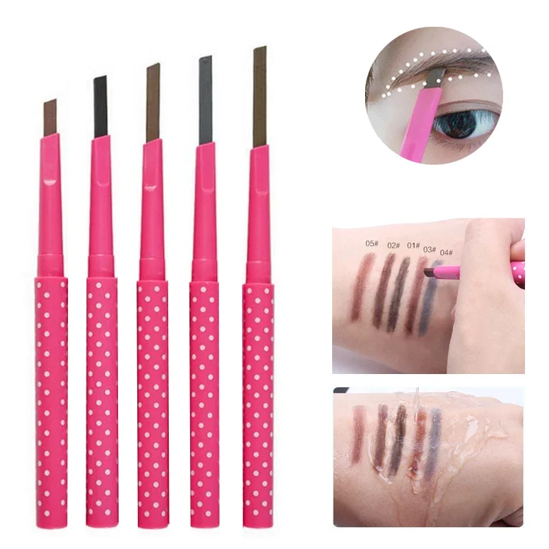 Lápis de sobrancelha de longa duração, lápis de sobrancelha rotativo, caneta de tatuagem, cosméticos, 5 cores, maquiagem de sobrancelha