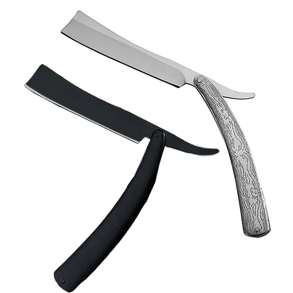 Vintage Stainless Steel Straight Razor Folding Manual Traditional Barber Tool Heavy Tactile Handle Sharp Manual Shavers Men